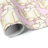 Leuke konijnen op roze cadeaupapier (Rol Hoek)