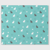 Leuke konijnenbloem en vlinderpatroon cadeaupapier (Vlak)