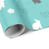 Leuke konijnenbloem en vlinderpatroon cadeaupapier (Rol Hoek)