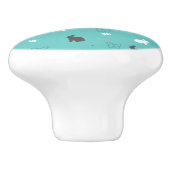 Leuke konijnenbloem en vlinderpatroon keramische knop (Zijkant)