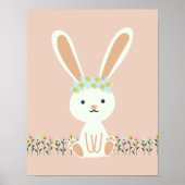 Leuke konijnenbloemen roze Kinder kinderkamer kuns Poster (Voorkant)