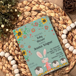 Leuke konijnenlammetjes madeliefjes Baby Unisex Kaart