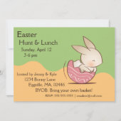 Leuke konijnenluik, roze paasei kaart (Voorkant)