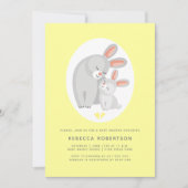 Leuke konijnenmoeder, konijnengeel baby shower bor kaart (Voorkant)