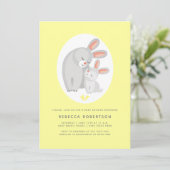 Leuke konijnenmoeder, konijnengeel baby shower bor kaart (Staand voorkant)