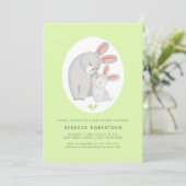 Leuke konijnenmoeder, konijntje bord groen baby sh kaart (Staand voorkant)