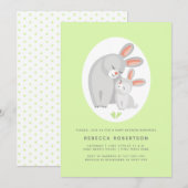 Leuke konijnenmoeder, konijntje bord groen baby sh kaart (Voorkant / Achterkant)