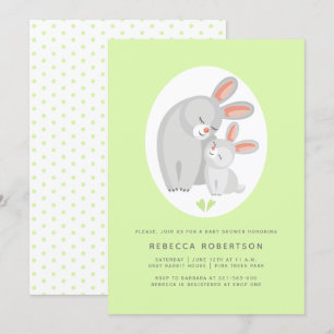 Leuke konijnenmoeder, konijntje bord groen baby sh kaart