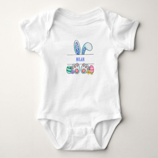 Leuke konijnenoren split monogram baby boy bodysui romper (Voorkant)