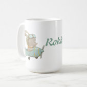 Leuke konijnenpiloot in een helm koffiemok (Voorkant links)