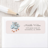 Leuke konijnenwolk sterren retour adres label (Insitu)