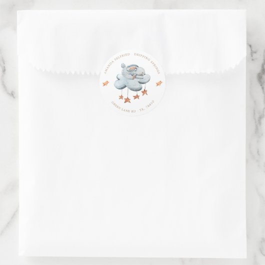 Leuke konijnenwolken sterren Baby shower Ronde Sticker (Tas)
