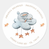 Leuke konijnenwolken sterren Baby shower Ronde Sticker (Voorkant)