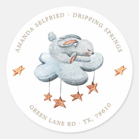 Leuke konijnenwolken sterren Baby shower Ronde Sticker (Voorkant)