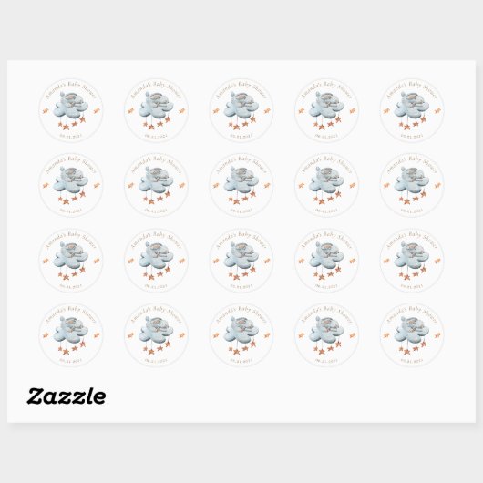Leuke konijnenwolken sterren Baby shower Ronde Sticker (Vel)