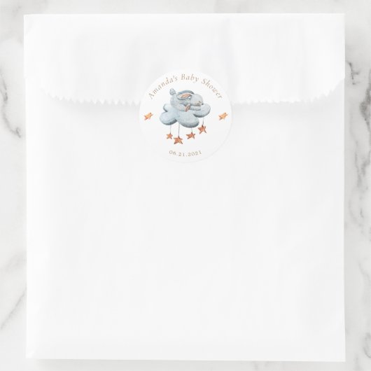 Leuke konijnenwolken sterren Baby shower Ronde Sticker (Tas)