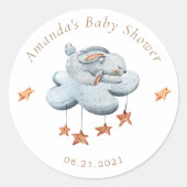 Leuke konijnenwolken sterren Baby shower Ronde Sticker (Voorkant)