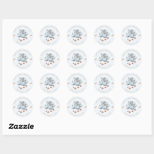 Leuke konijnenwolken sterren Baby shower Ronde Sticker (Vel)