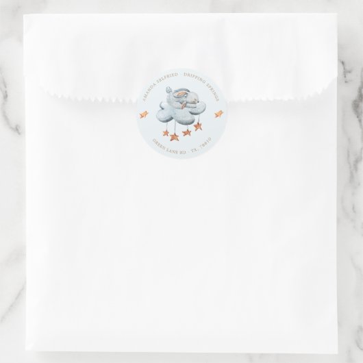 Leuke konijnenwolken sterren Baby shower Ronde Sticker (Tas)