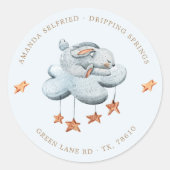 Leuke konijnenwolken sterren Baby shower Ronde Sticker (Voorkant)