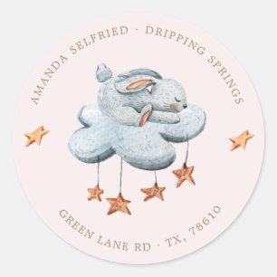 Leuke konijnenwolken sterren Baby shower Ronde Sticker