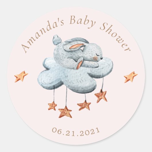 Leuke konijnenwolken sterren Baby shower Ronde Sticker (Voorkant)