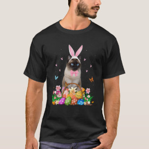 Leuke konijntje Siamese kat & Pasen Ei Basket Pase T-shirt