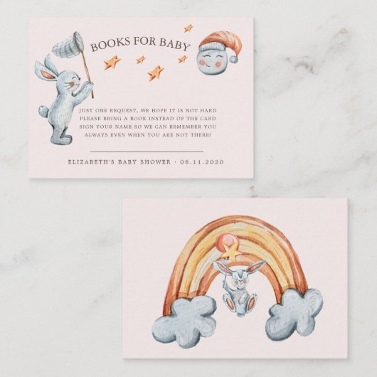 Leuke konijntje sterren regenboog luier rafel informatiekaartje (Voorkant / Achterkant)