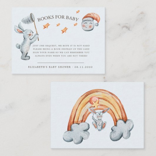 Leuke konijntje sterren regenboog luier rafel informatiekaartje (Voorkant / Achterkant)