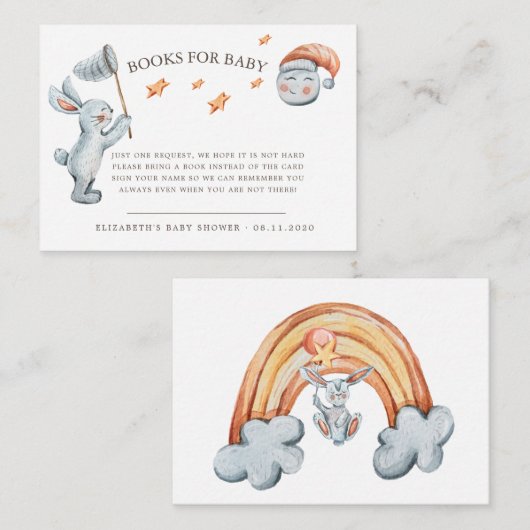 Leuke konijntje sterren regenboog luier rafel informatiekaartje (Voorkant / Achterkant)