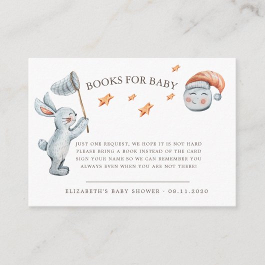 Leuke konijntje sterren regenboog luier rafel informatiekaartje (Voorkant)