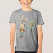 Leuke konijntjes in een pilotenhelm Tri-Blend shirt (Voorkant)