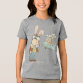 Leuke konijntjes in een pilotenhelm Tri-Blend shirt (Voorkant)
