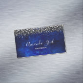 Leuke koningsblauw goud faux glitter magnetisch visitekaartje (Voorbeeld)