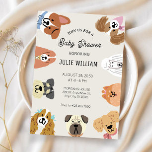 Leuke koppen van allerlei honden Baby Shower Kaart