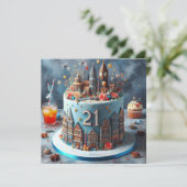 LEUKE KOSMOPOLITISCHE 21E VERJAARDAGSTAART KAART (Staand voorkant)