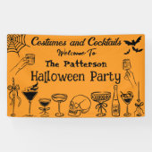 Leuke Krabbels Halloween Cocktailparty Welkom Spandoek (Horizontaal)
