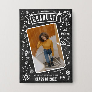 Leuke krijtbord Doodle foto afstuderen  Button