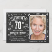 Leuke krijtbord Doodle Foto Verrassing 70ste verja Kaart (Voorkant)