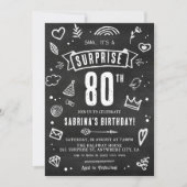 Leuke Krijtbord Doodle Verrassing 80ste Verjaardag Kaart (Voorkant)