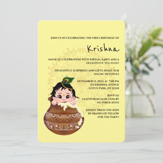 Leuke Krishna kaart voor verjaardag - Krishna kuns (Staand voorkant)