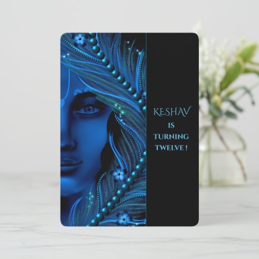 Leuke Krishna kaart voor verjaardag - Krishna kuns (Staand voorkant)