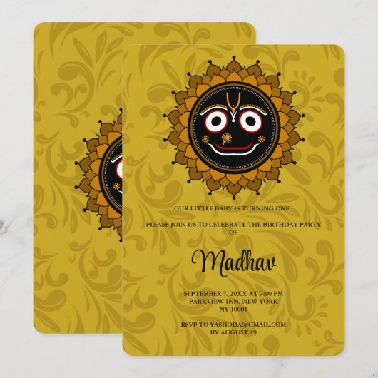 Leuke Krishna kaart voor verjaardag - Krishna kuns (Voorkant / Achterkant)