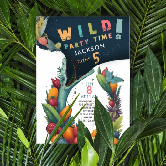 Leuke Krokodil Alligator Dino Tropische Wild Party Kaart