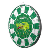 Leuke Krokodil en Gouden Confetti op Groen & Wit Dartbord (Voorkant Rechts)