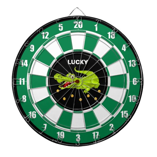 Leuke Krokodil & Gouden Munten op Zwart Groen & Wi Dartbord (Voorkant)