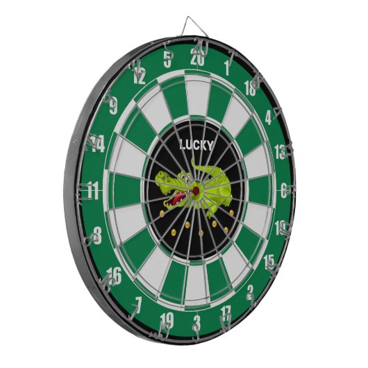 Leuke Krokodil & Gouden Munten op Zwart Groen & Wi Dartbord (Voorkant Links)