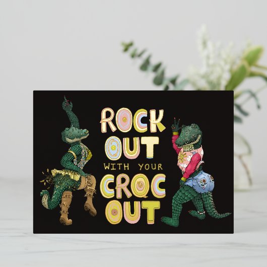 Leuke Krokodil Grappen Rots op met je Krok uit Folie Feestdagenkaart (Staand Voorkant)