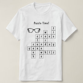Leuke kruiswoordpuzzel zwart-wit t-shirt
