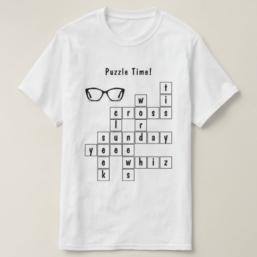 Leuke kruiswoordpuzzel zwart-wit t-shirt (Design voorkant)
